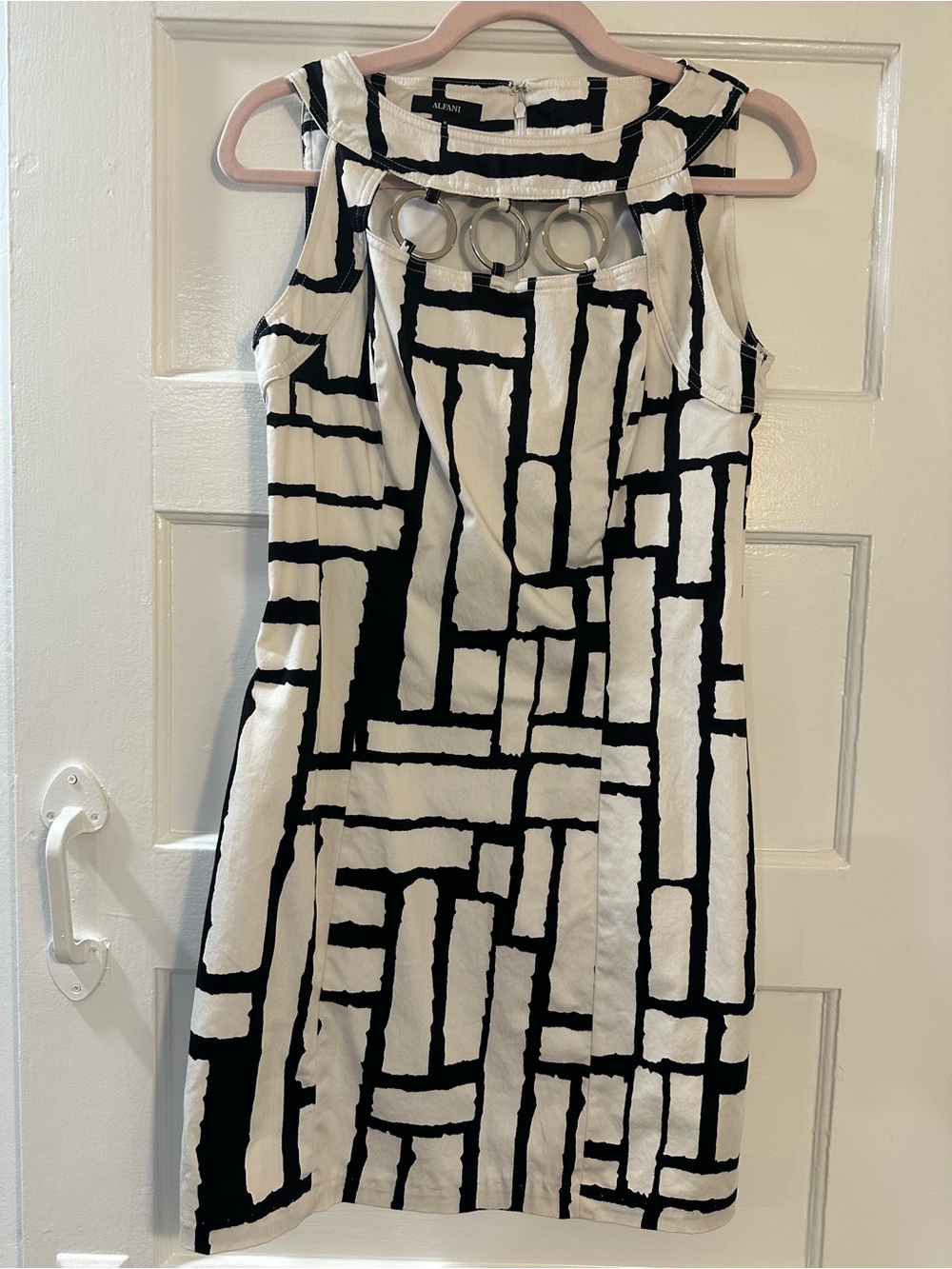 Alfani Black and White Geometric Midi Dress